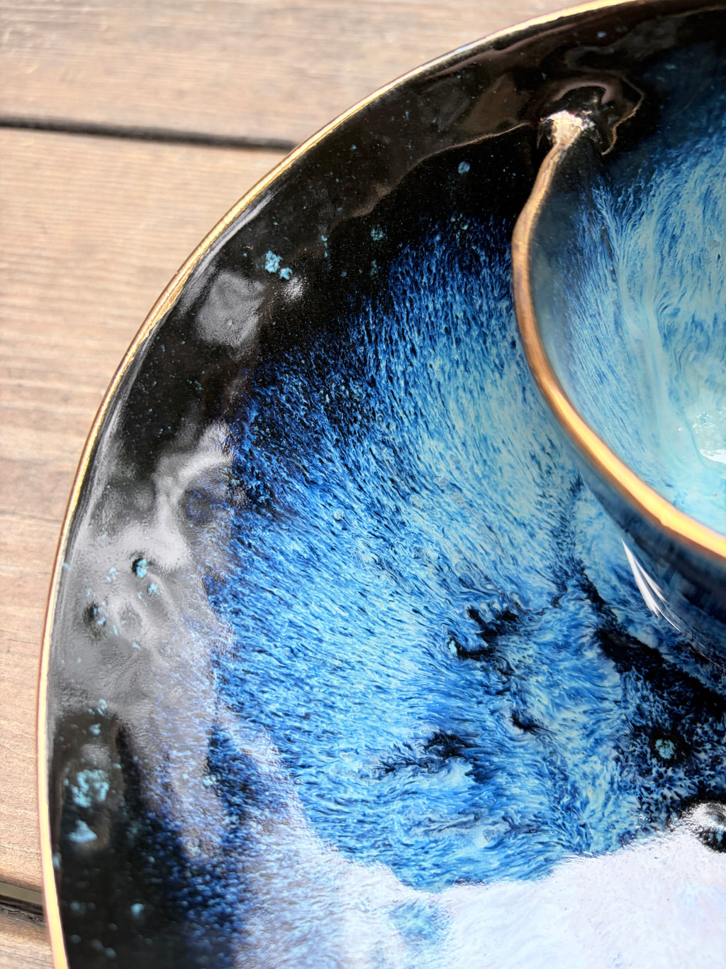 #3 Medium Magic Blue Bowl with 24k Gold Rim