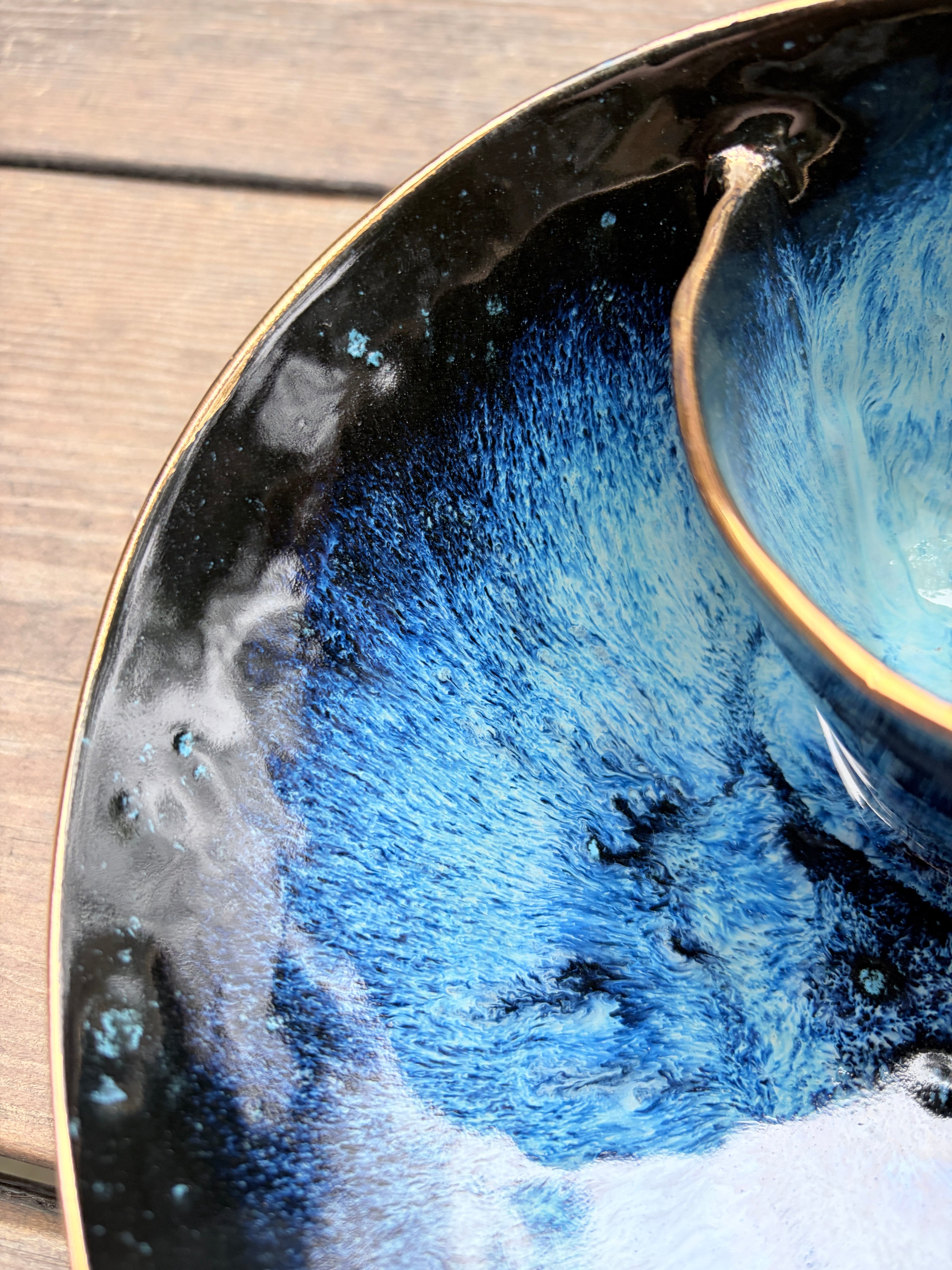 #3 Medium Magic Blue Bowl with 24k Gold Rim