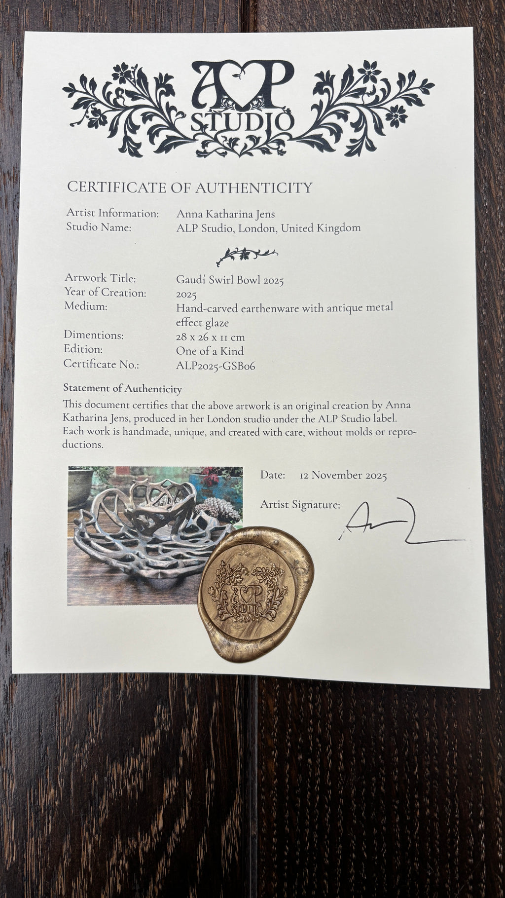 *ALP Collectibles* Gaudí Swirl Bowl - One of a Kind 2025