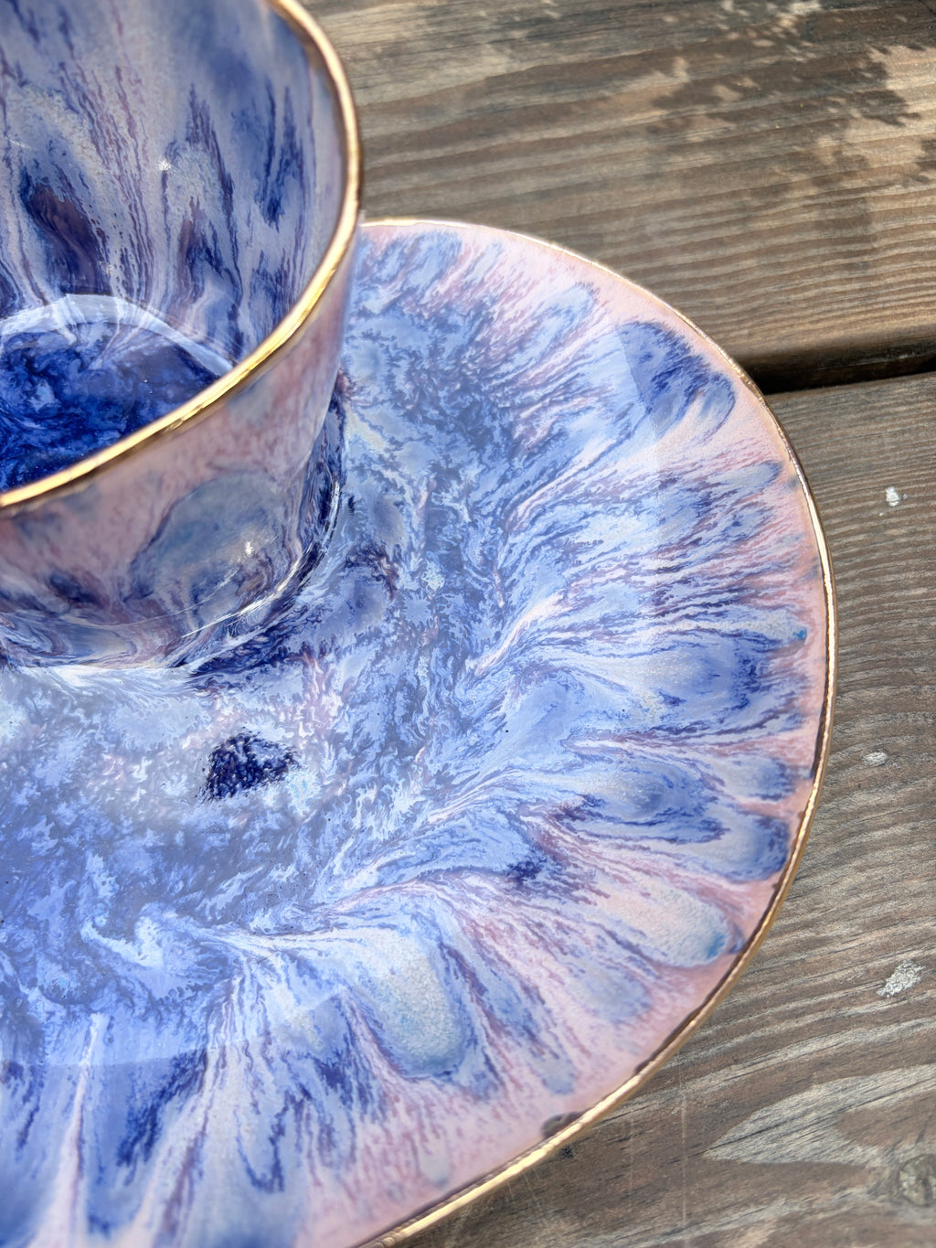 #11 Small Purple Rock Swirl Bowl with 24k gold rim