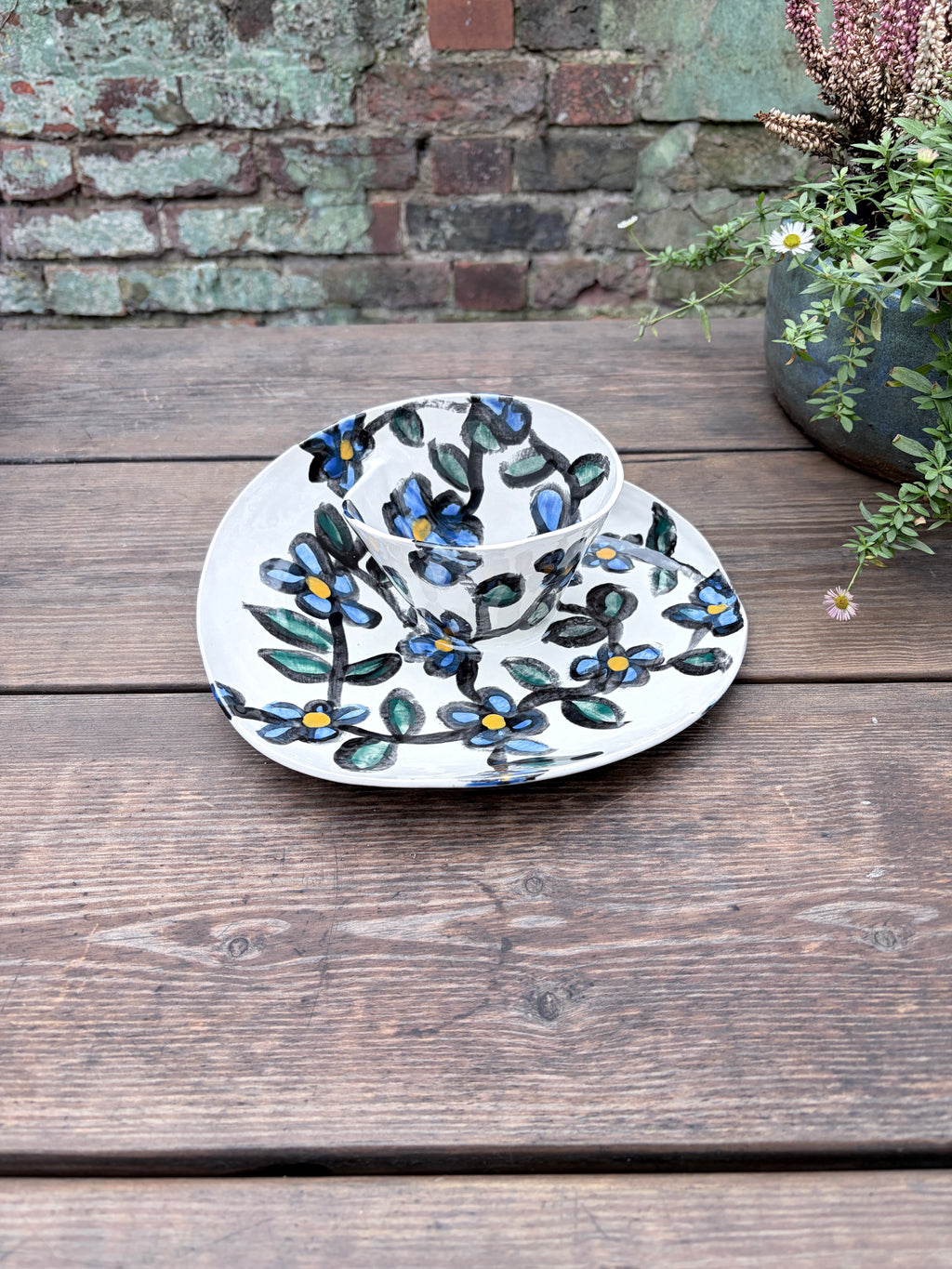 #1 Medium Blue Flower Swirl Bowl