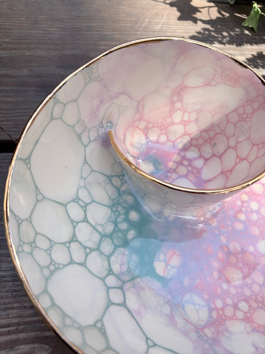 #07 Small Unicorn Bubble Swirl Bowl with 24k gold rim