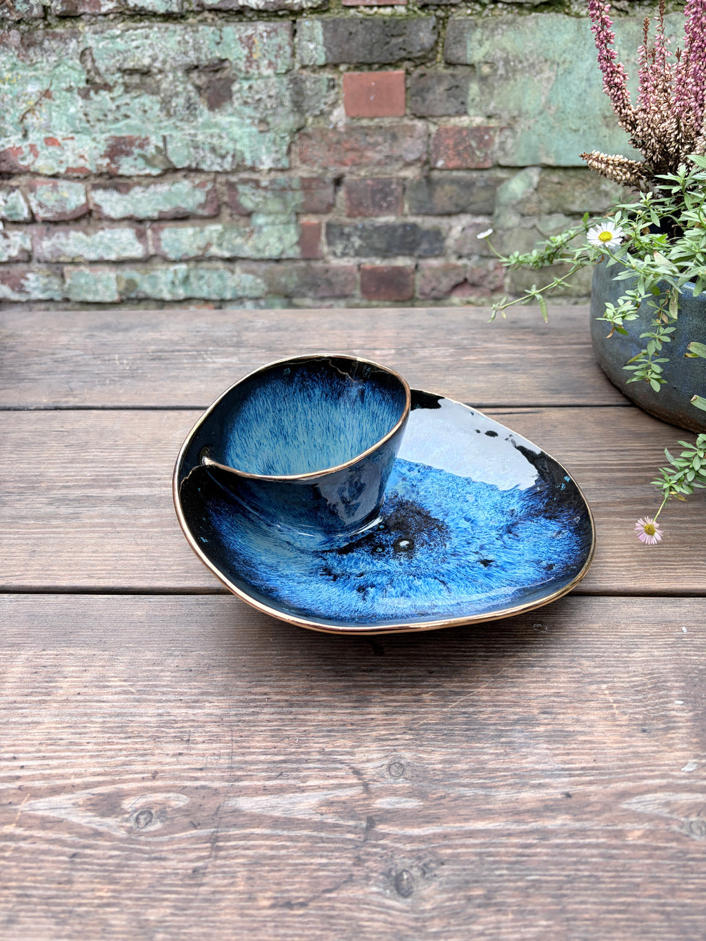 #3 Medium Magic Blue Bowl with 24k Gold Rim