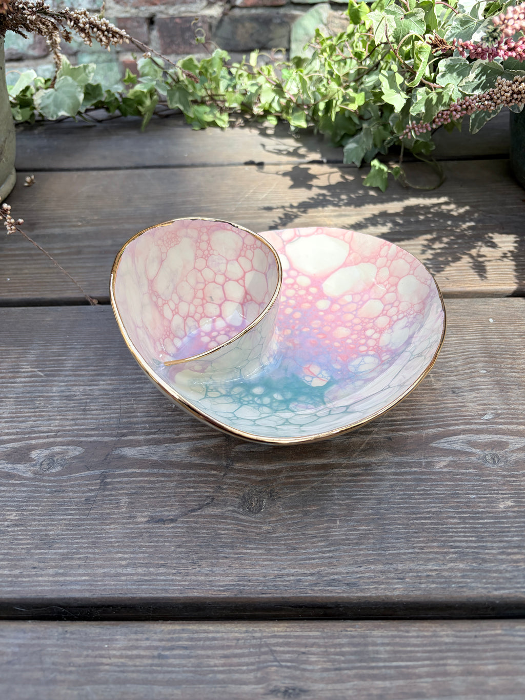 #07 Small Unicorn Bubble Swirl Bowl with 24k gold rim