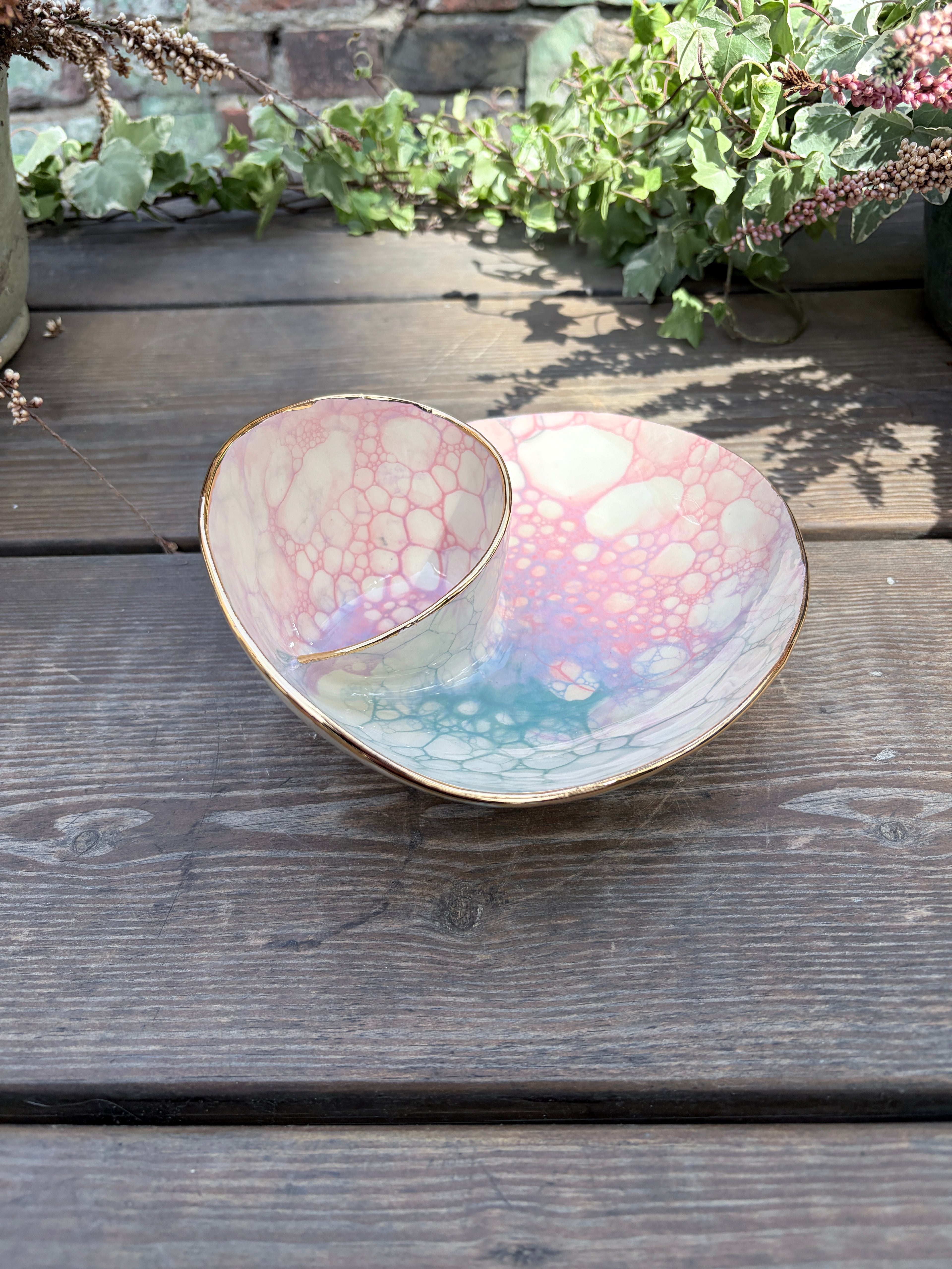 #07 Small Unicorn Bubble Swirl Bowl with 24k gold rim