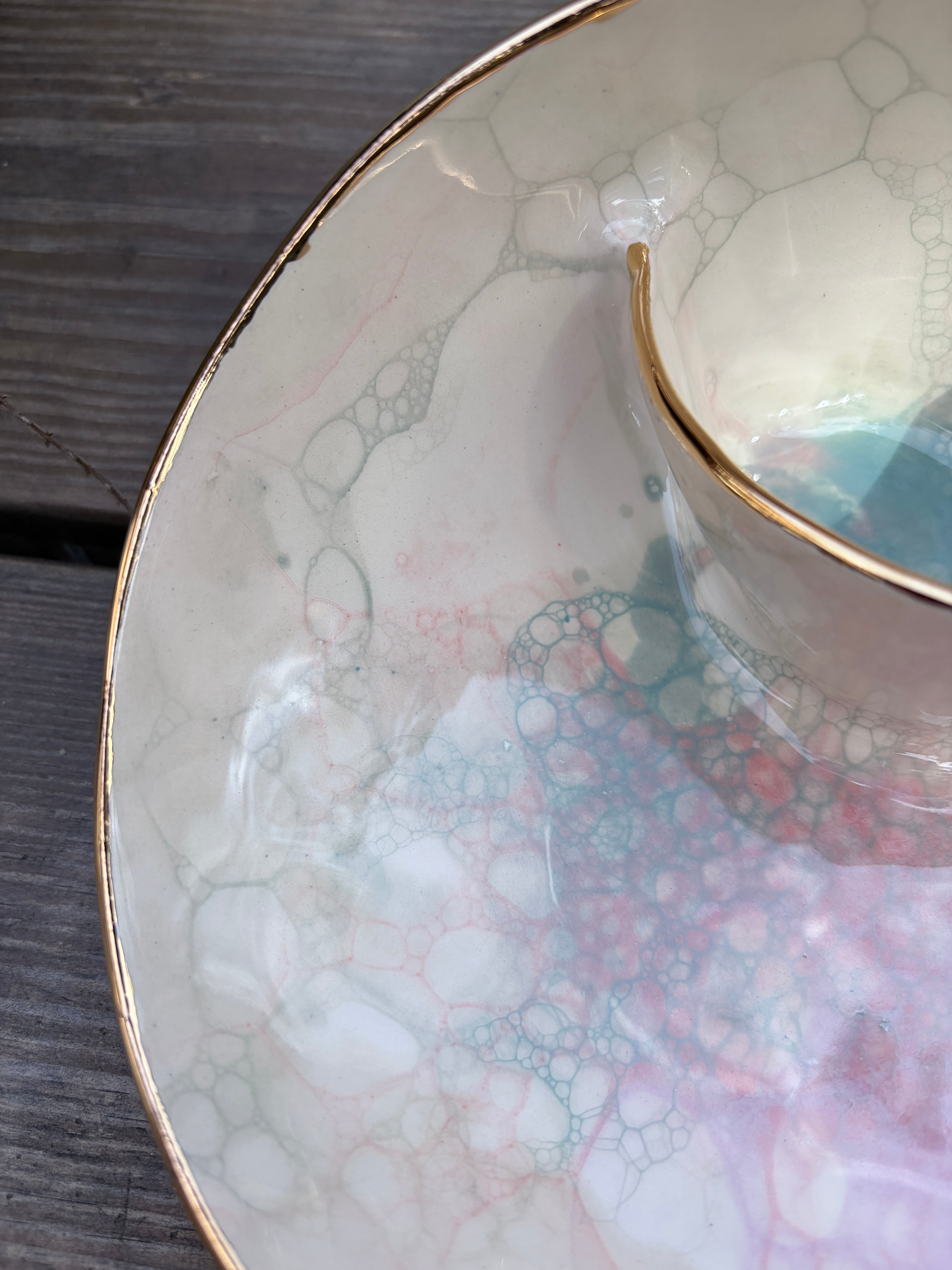 #08 Small Unicorn Bubble Swirl Bowl with 24k gold rim