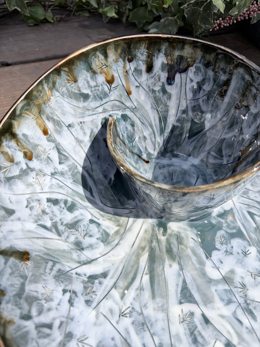 #02 Extra Large Forest Swirl Bowl
