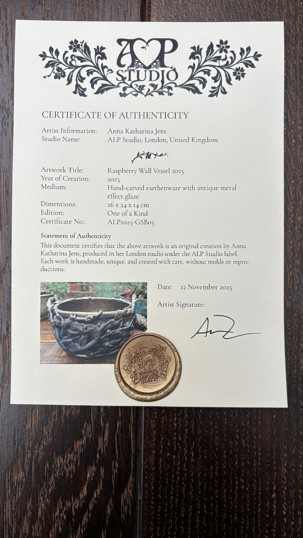 *ALP Collectibles* Raspberry Wall Vessel · One of a Kind 2025