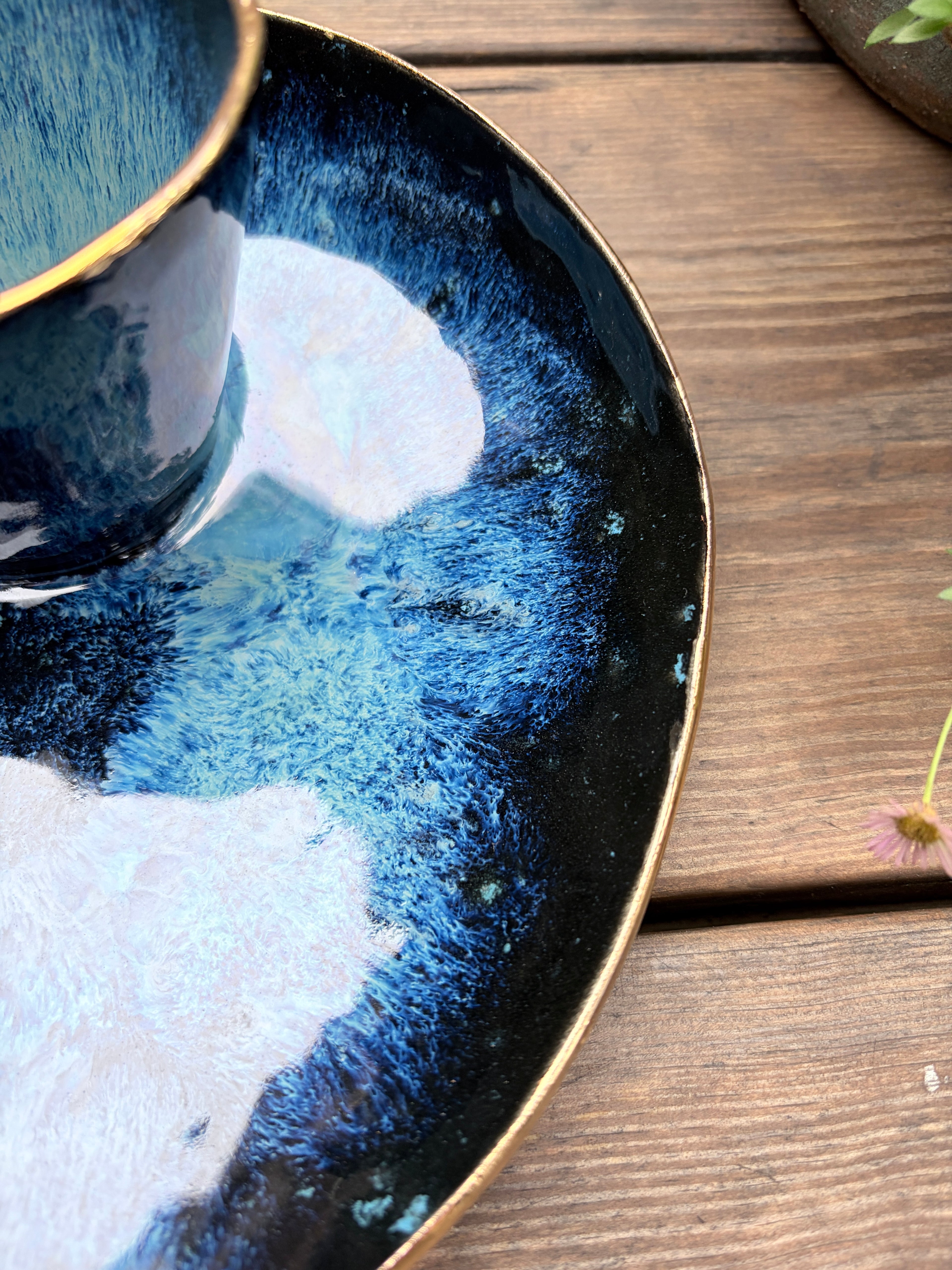 #3 Medium Magic Blue Bowl with 24k Gold Rim