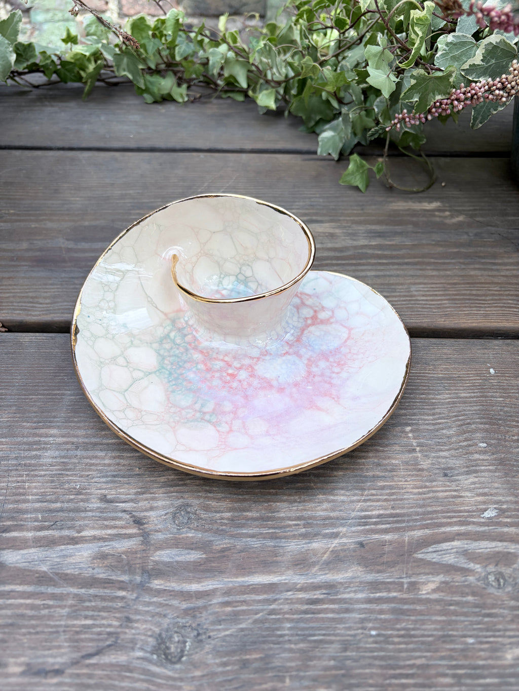 #02 Mini Unicorn Bubble Swirl Bowl with 24k gold rim