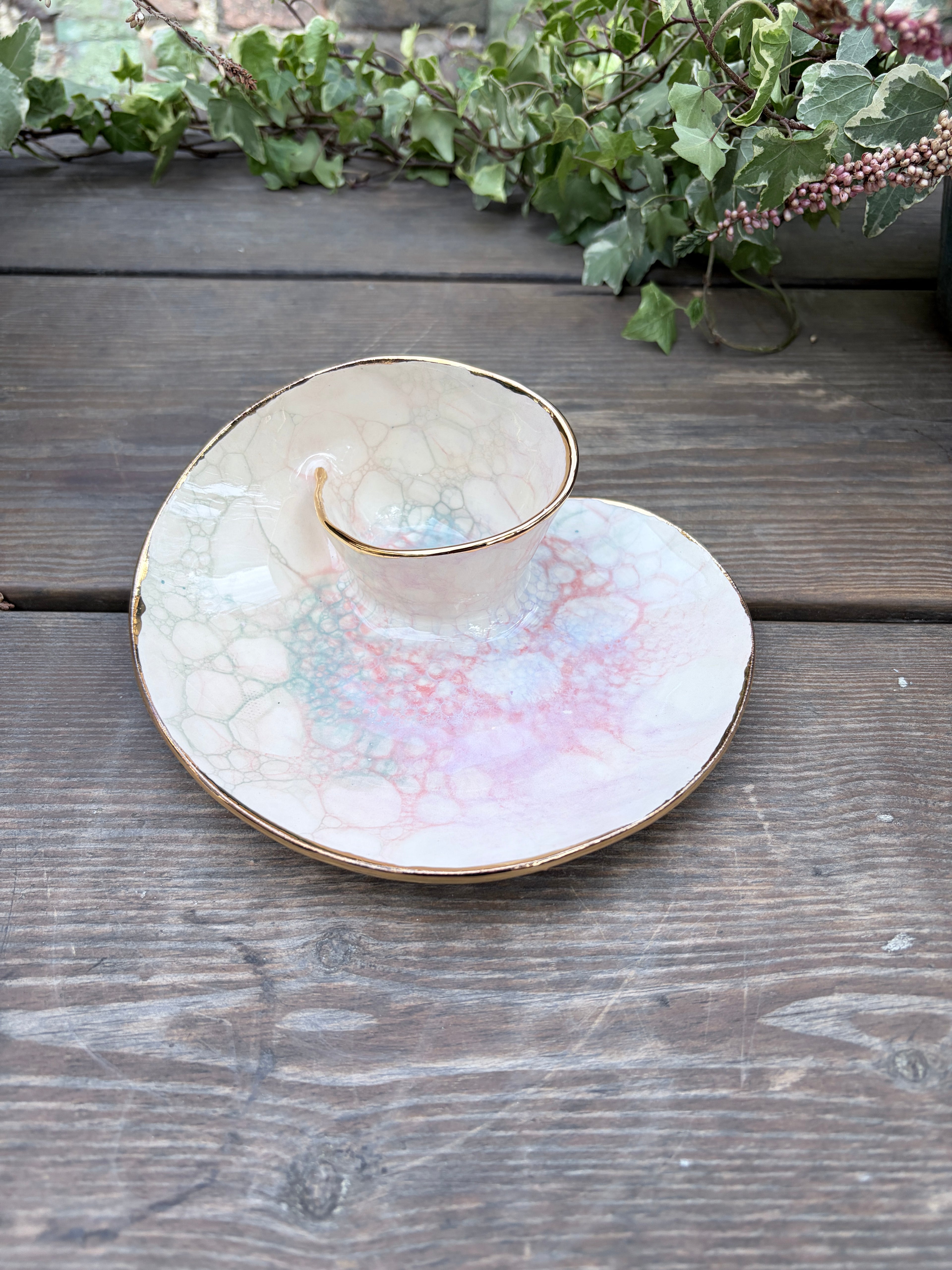 #02 Mini Unicorn Bubble Swirl Bowl with 24k gold rim