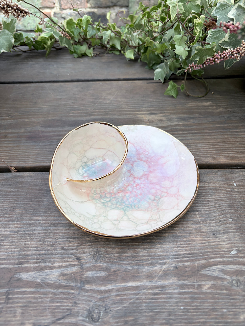 #02 Mini Unicorn Bubble Swirl Bowl with 24k gold rim