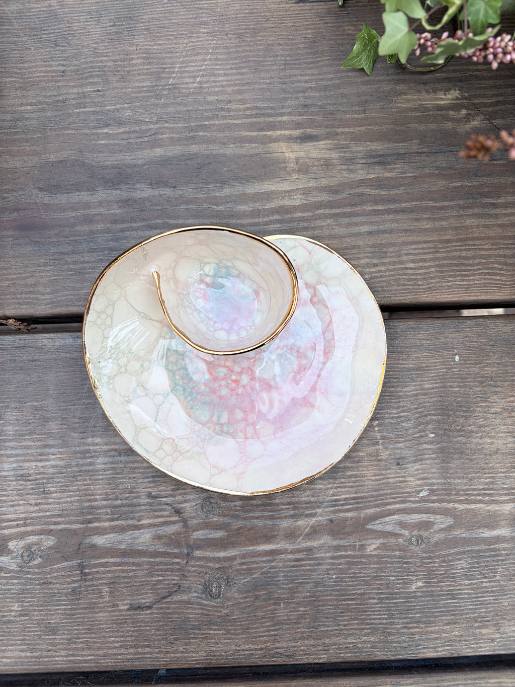 #02 Mini Unicorn Bubble Swirl Bowl with 24k gold rim