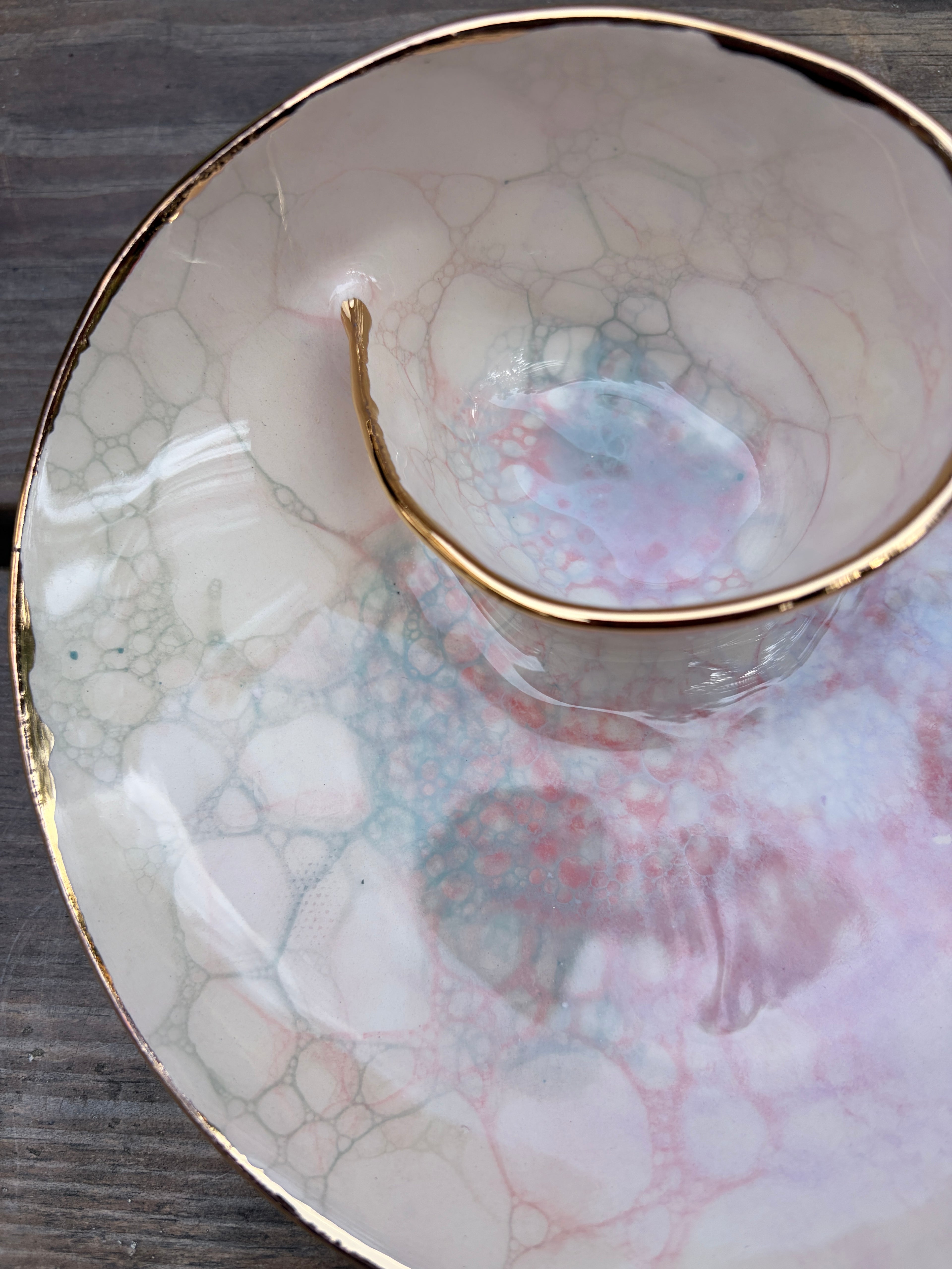 #02 Mini Unicorn Bubble Swirl Bowl with 24k gold rim