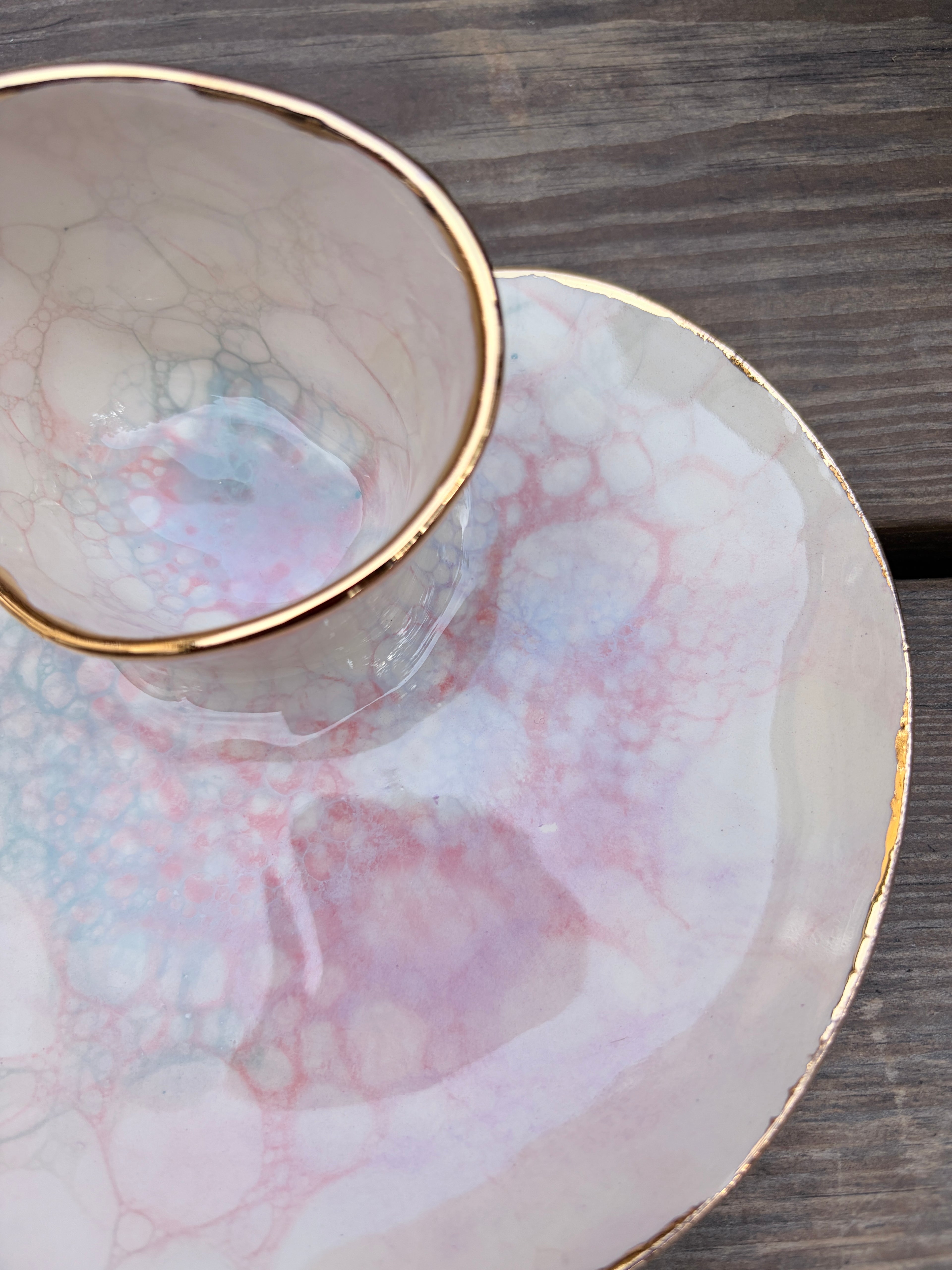 #02 Mini Unicorn Bubble Swirl Bowl with 24k gold rim
