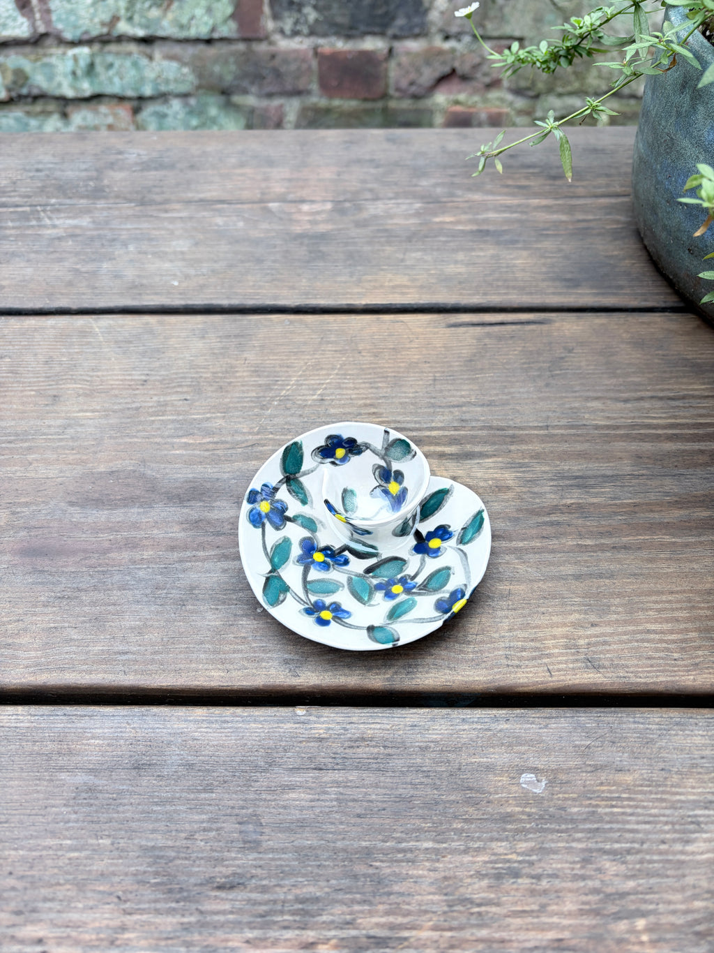 #1 Tiny Blue Flower Swirl Bowl