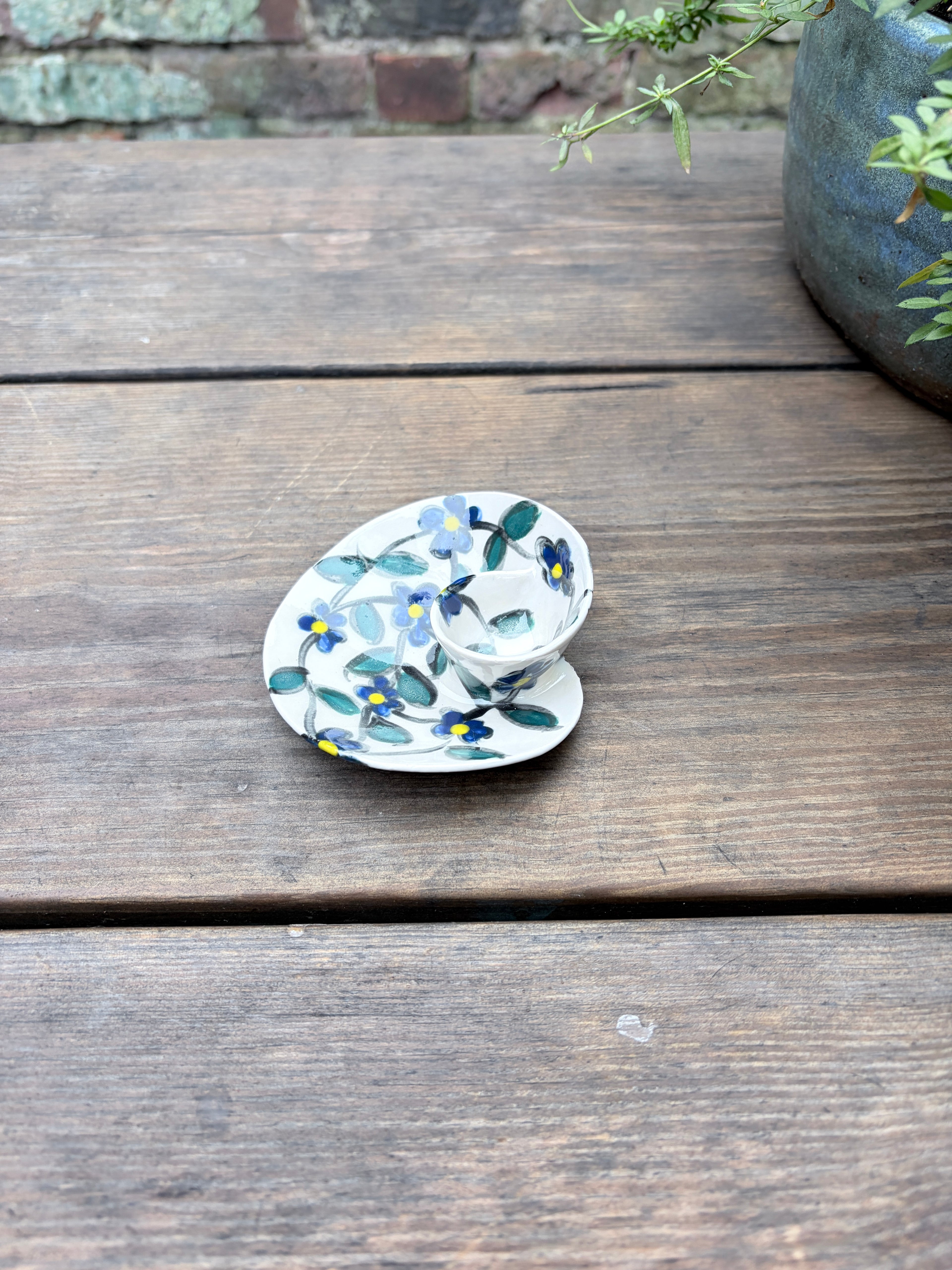 #1 Tiny Blue Flower Swirl Bowl