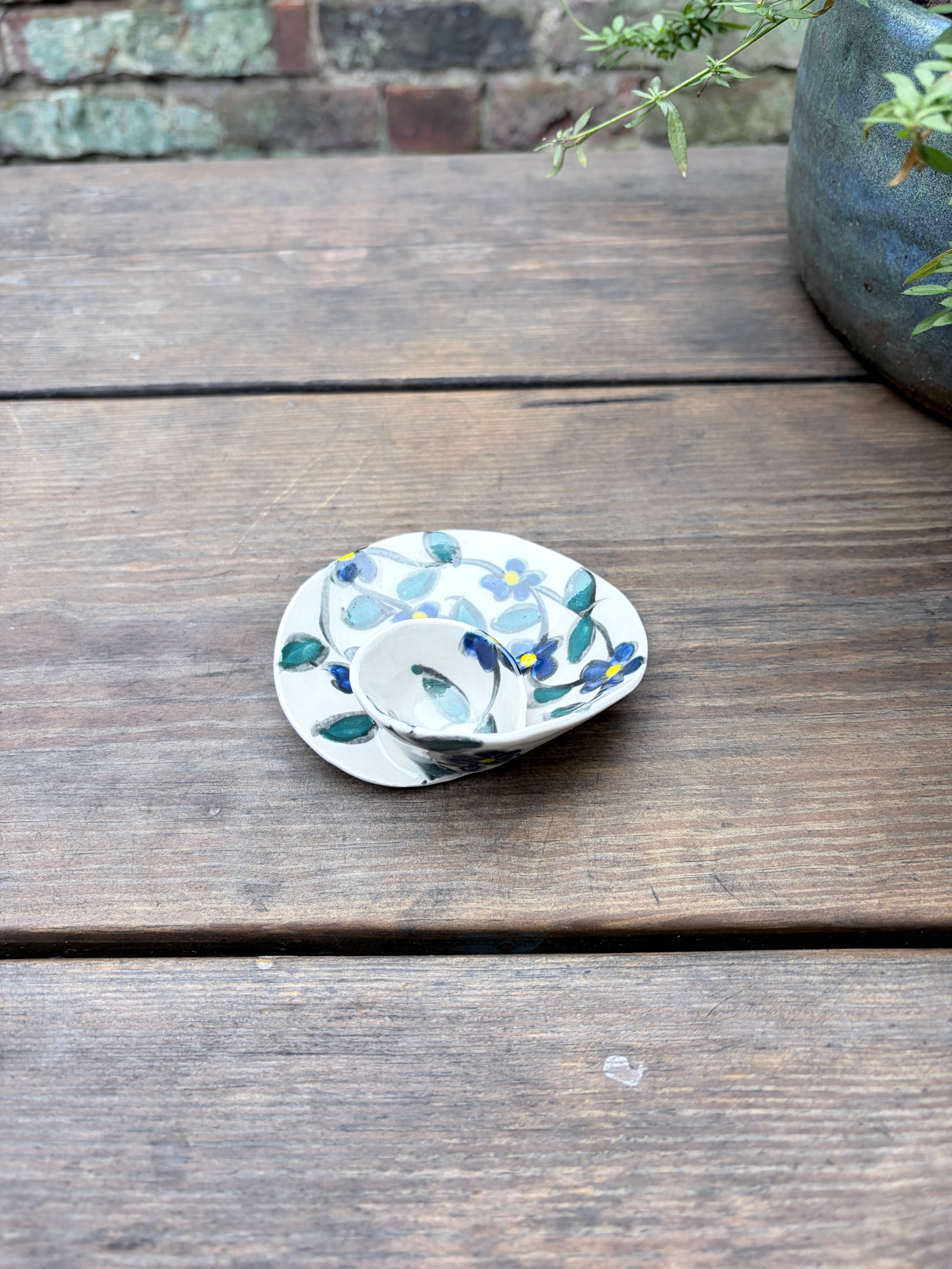 #1 Tiny Blue Flower Swirl Bowl