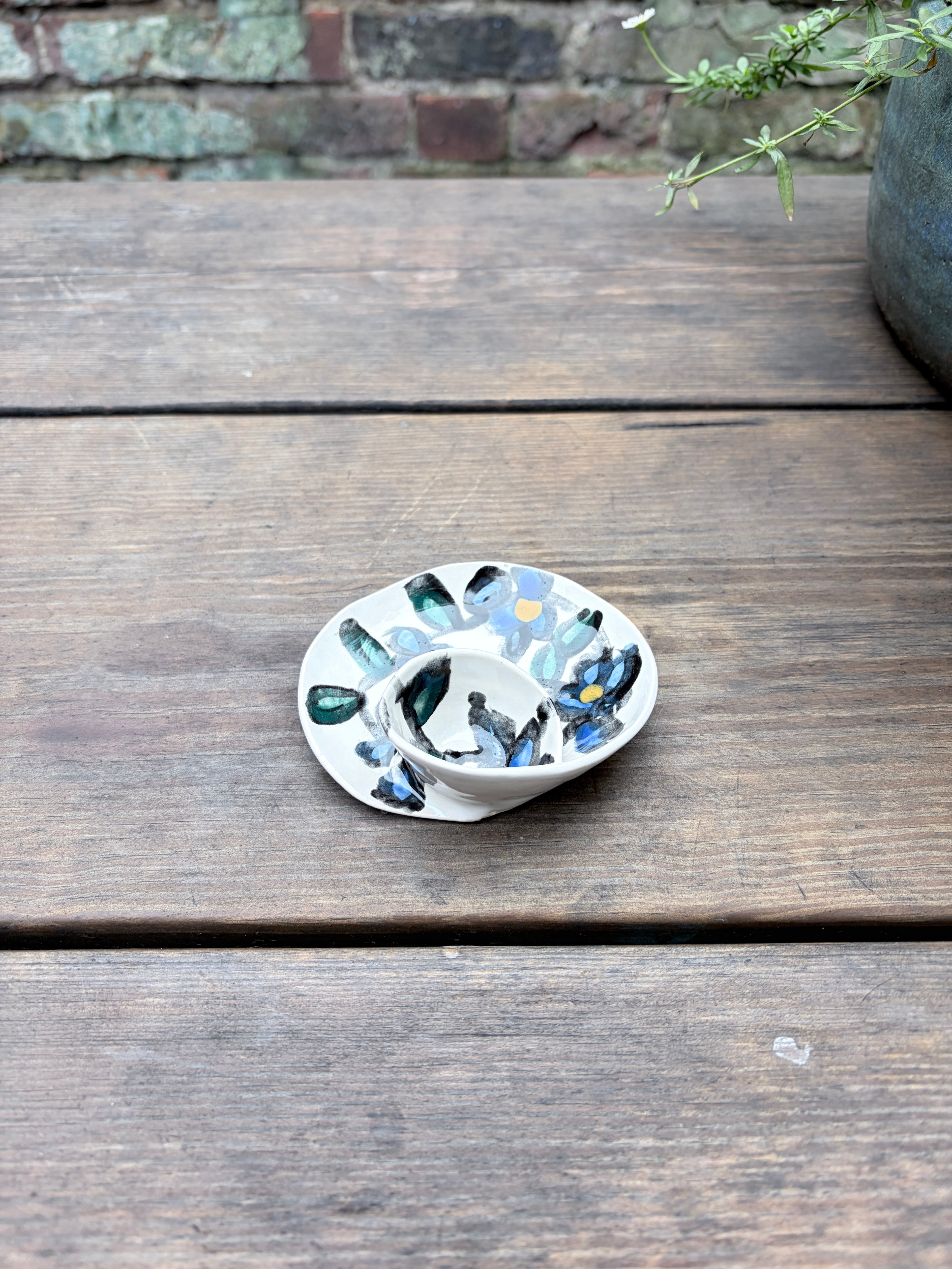 #2 Tiny Blue Flower Swirl Bowl