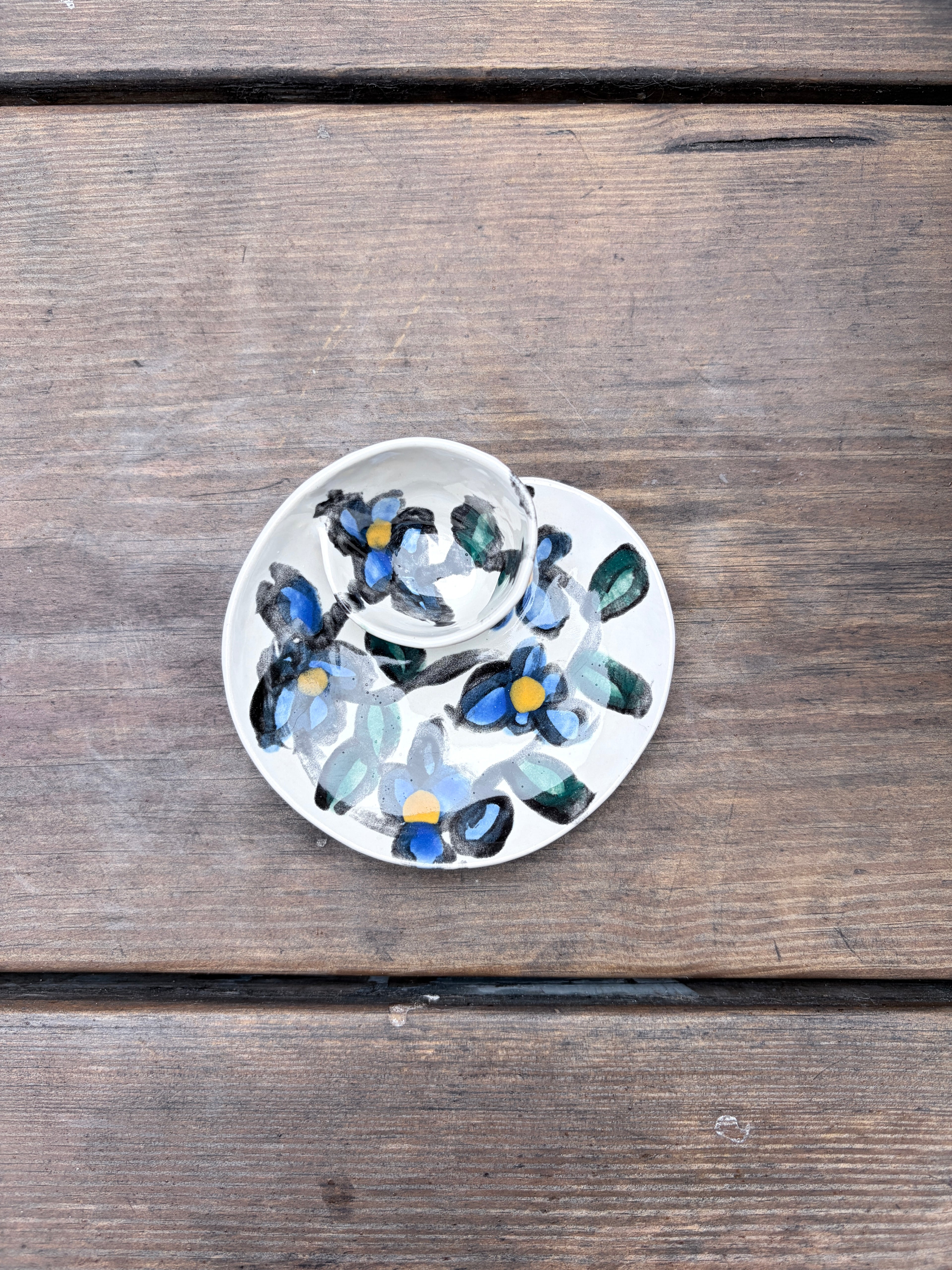 #2 Tiny Blue Flower Swirl Bowl