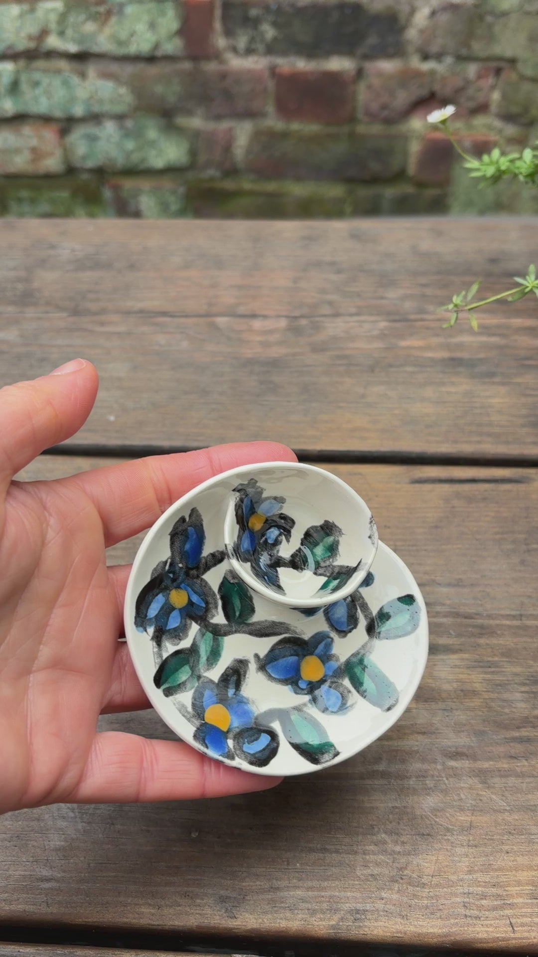 #2 Tiny Blue Flower Swirl Bowl