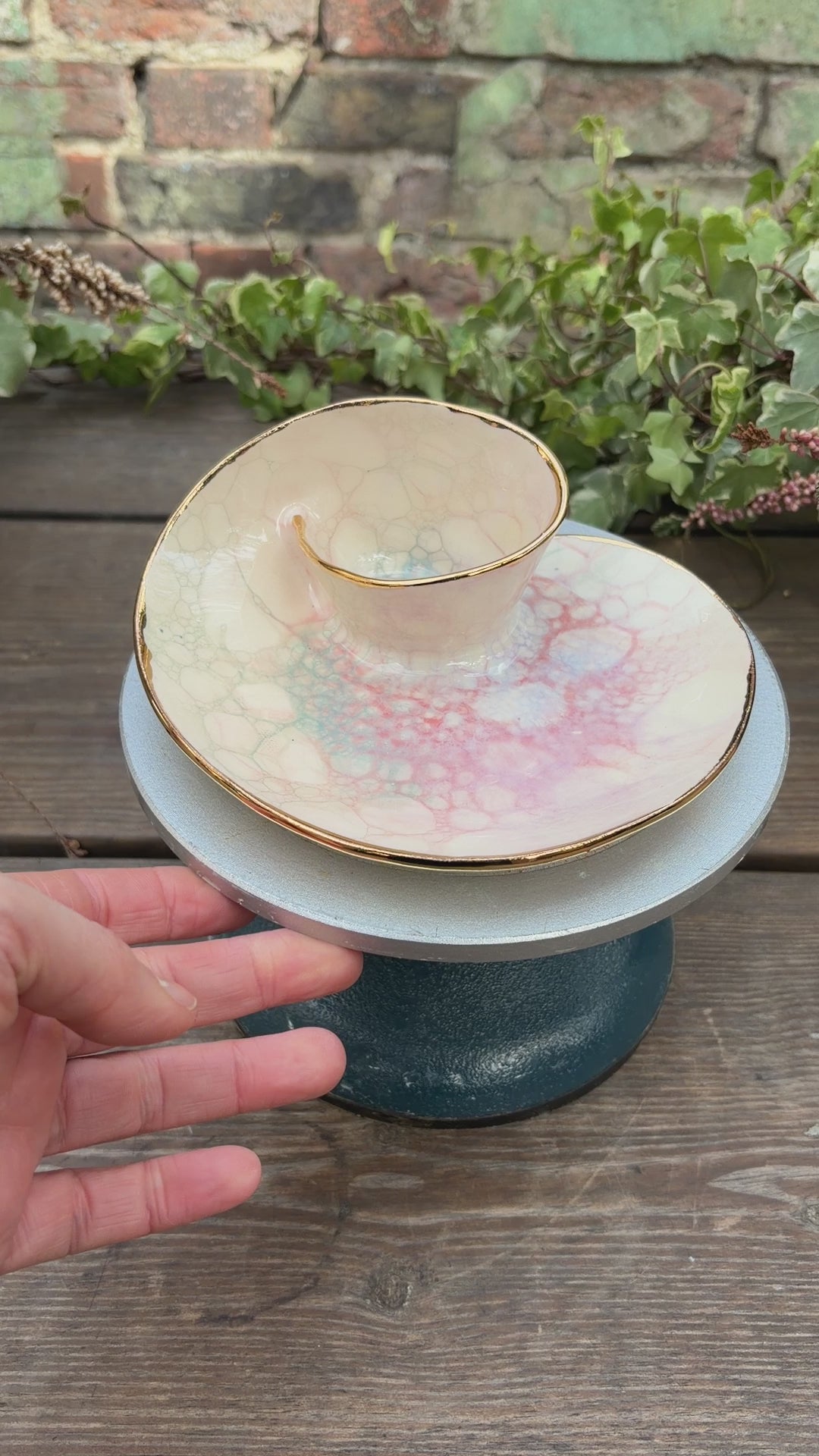 #02 Mini Unicorn Bubble Swirl Bowl with 24k gold rim