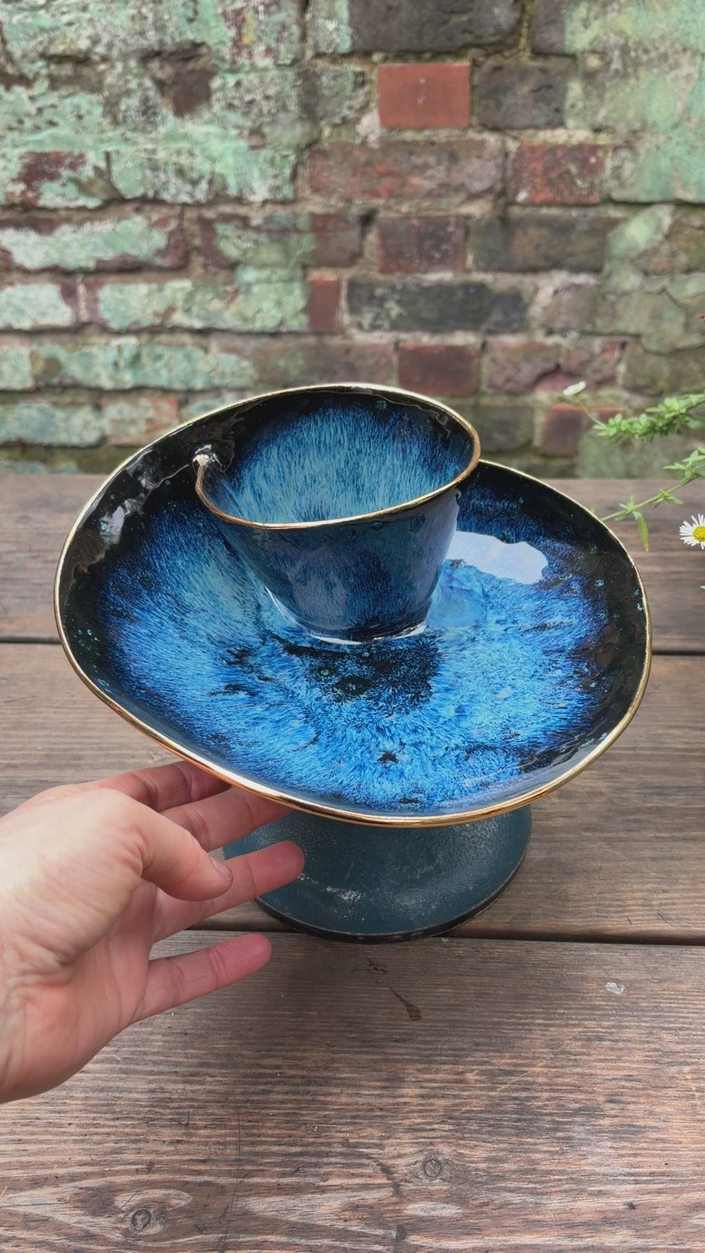 #3 Medium Magic Blue Bowl with 24k Gold Rim