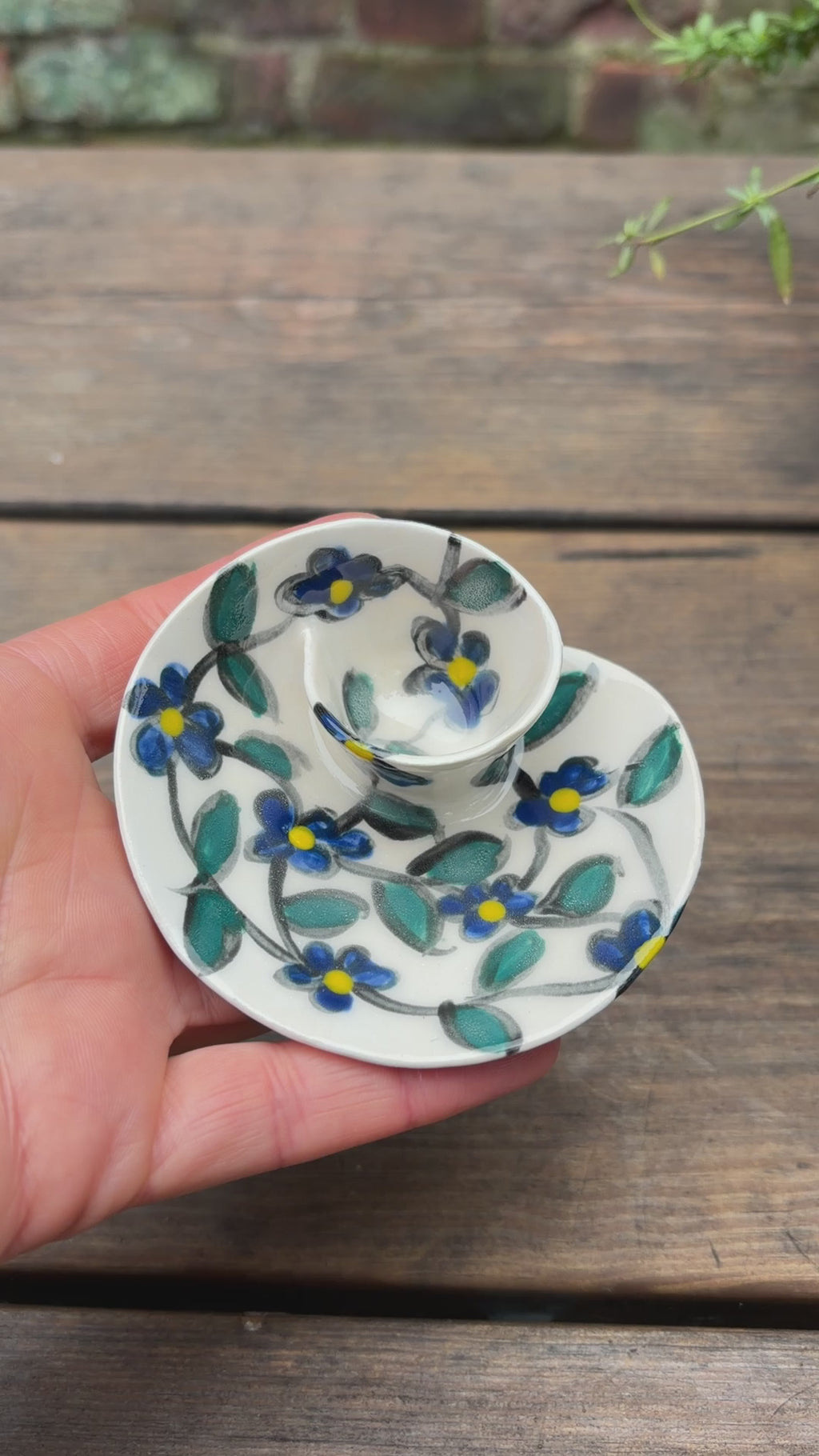 #1 Tiny Blue Flower Swirl Bowl